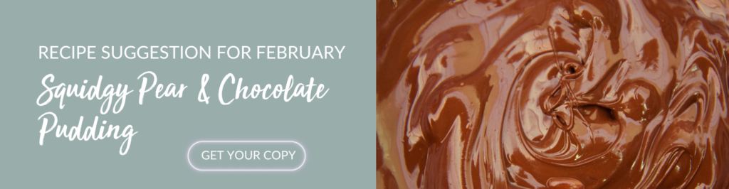 Squidgy Pear and Chocolage Pudding recipe, perfect for Valentines Day