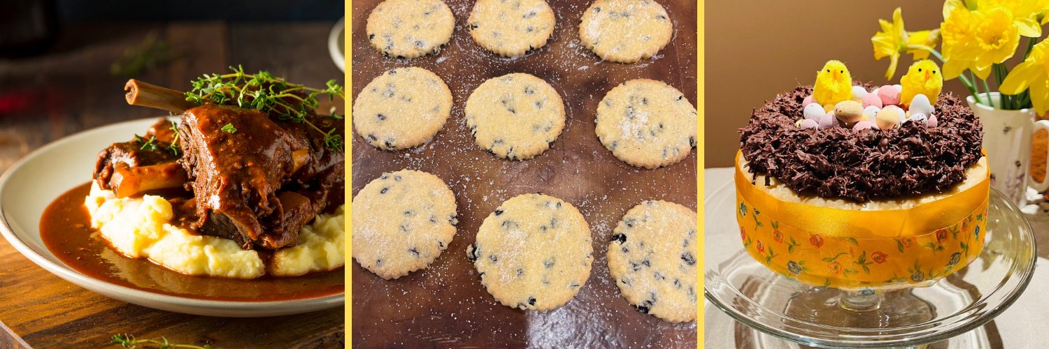 Lamb Shanks, Easter Biscuits, Simnel Cake