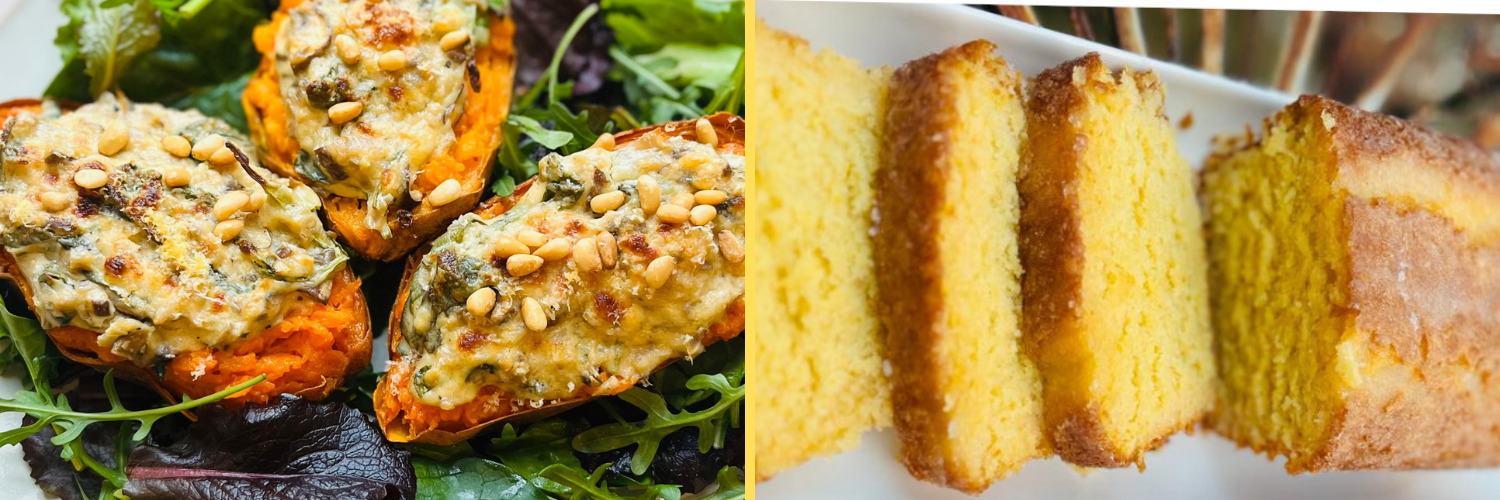 Loaded Sweet Potatoes and Lemon Drizzle Cake