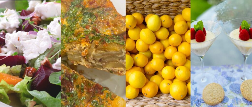 Spanish Tortilla, Beetroot Salad, Lemons and Lemon Posset