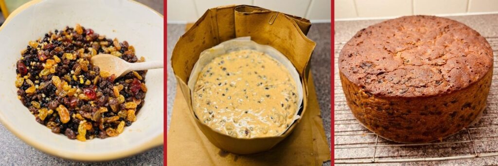 Stages of making a Christmas Cake